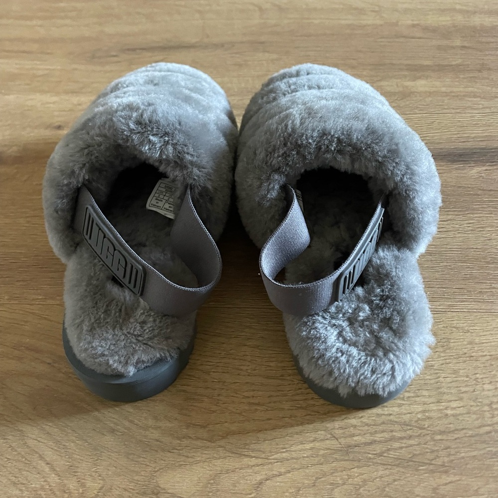 Nwot Ugg Fluff Yeah Fuzzy Gray Platform Slides Sl… - image 2